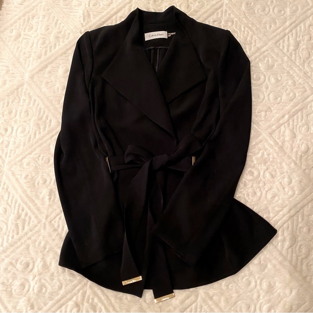 Vintage Calvin Klein wrap jacket Black. Size 10. Polyester/Spandex